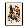 Folk Art Chicken 1 - Animal Framed Print by doingly