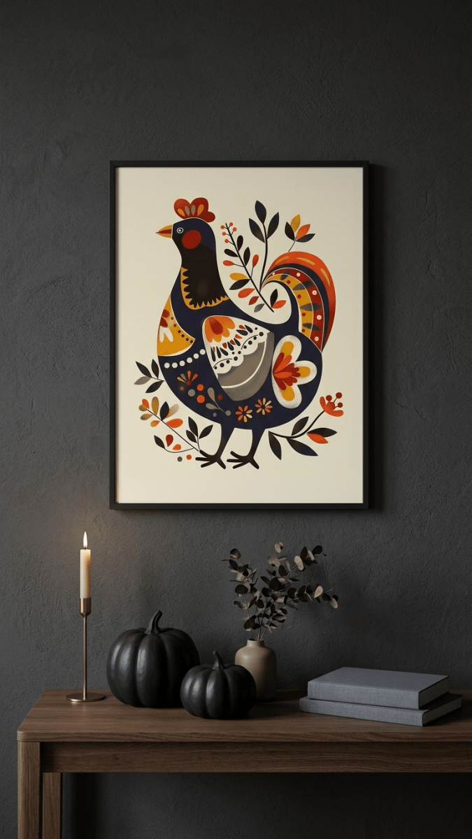 Folk Art Chicken 5 - Animal Classic Print by doingly