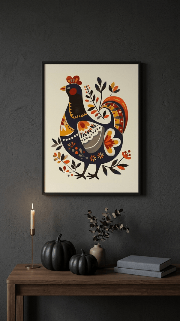 Folk Art Chicken 5 - Animal Classic Print by doingly