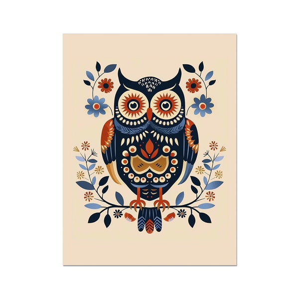 Folk Art Owl 6 - Animal Framed Print by doingly