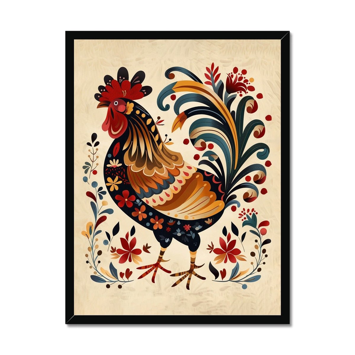 Folk Art Rooster 1 - Animal Classic Print by doingly