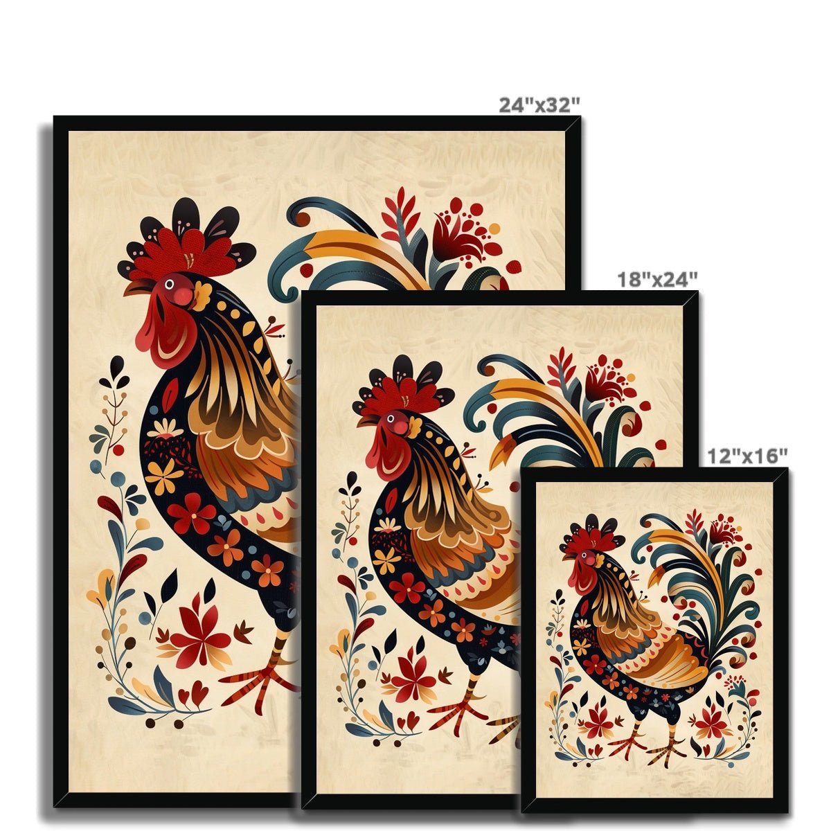 Folk Art Rooster 5 - Animal Classic Print by doingly