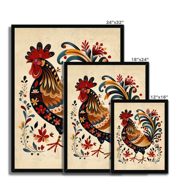 Folk Art Rooster 5 - Animal Classic Print by doingly