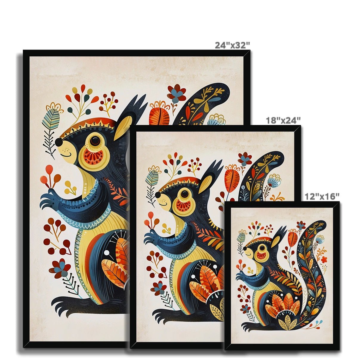 Folk Art Squirrel 5 - Animal Classic Print by doingly