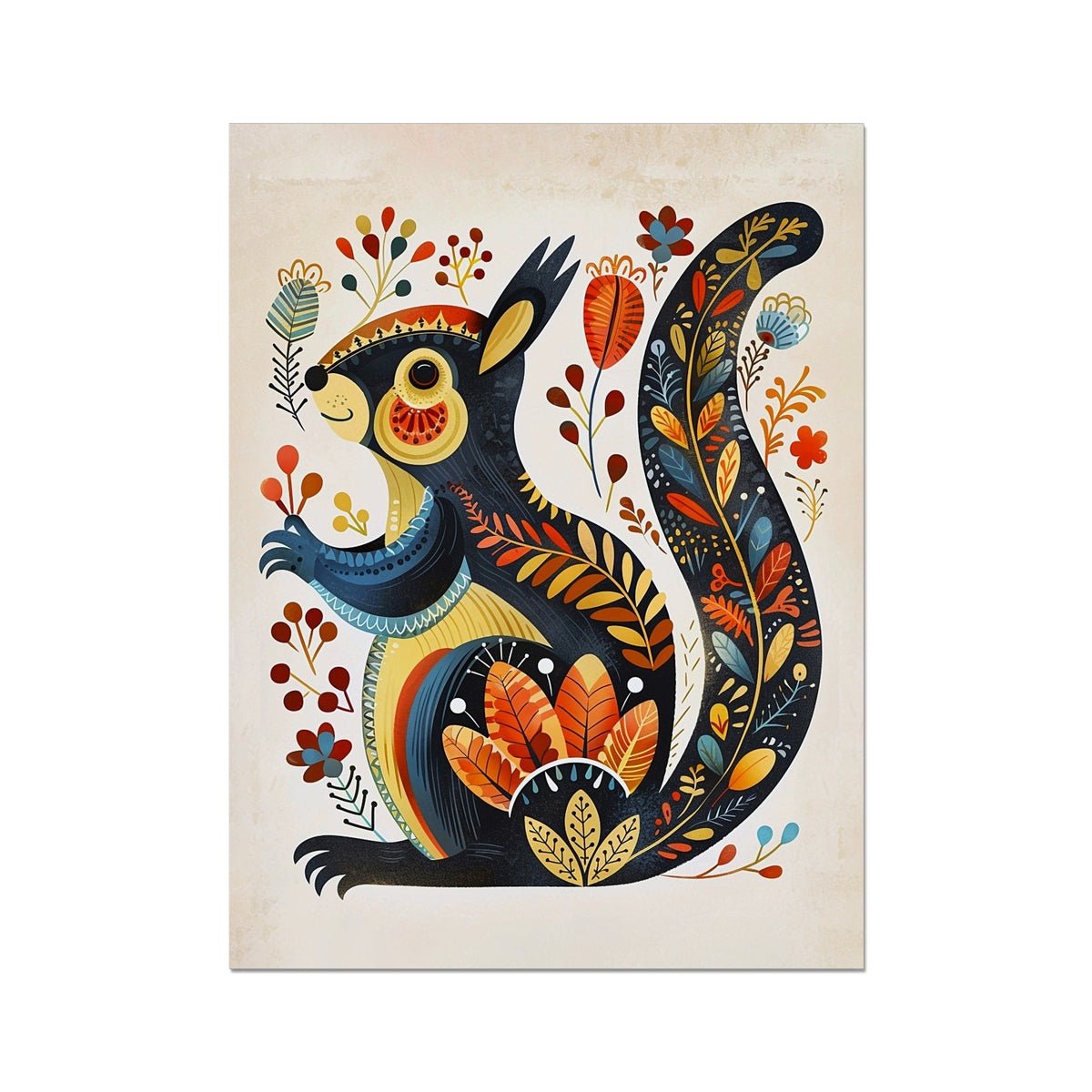 Folk Art Squirrel 7 - Animal Classic Print by doingly