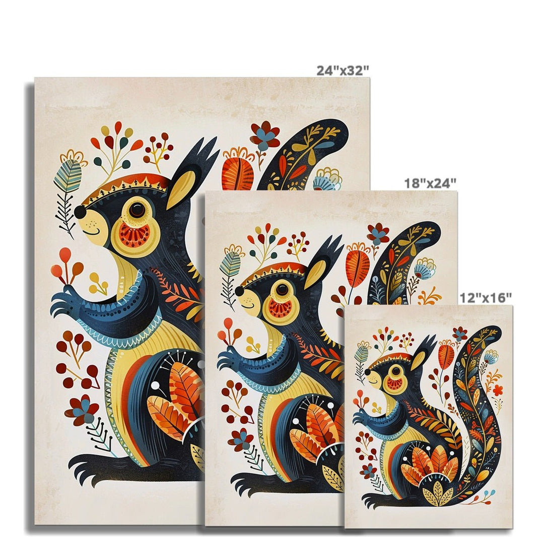 Folk Art Squirrel - Animal Classic Print by doingly | Art Prints