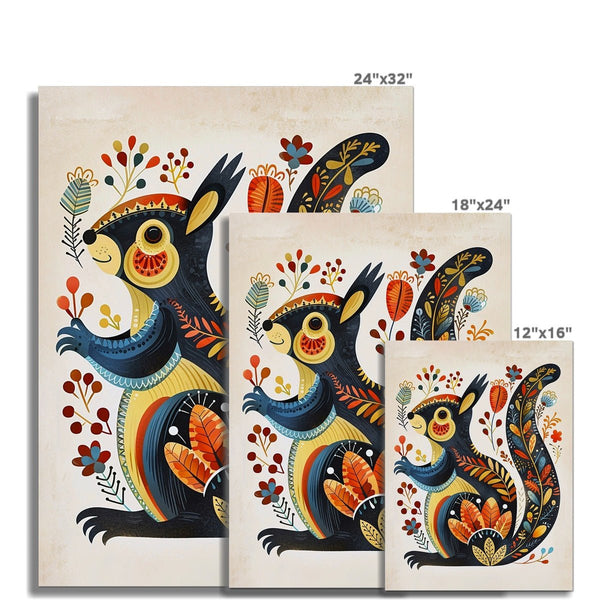 Folk Art Squirrel 8 - Animal Classic Print by doingly