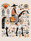 Folk Art Vaquero 2 - Floral Classic Print by doingly