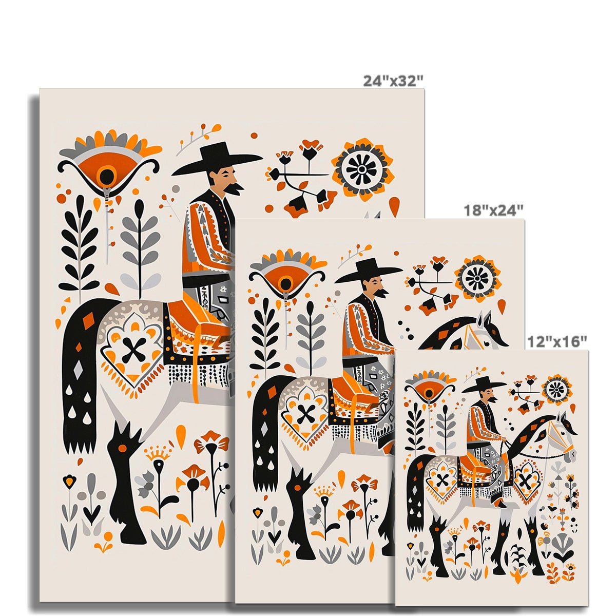 Folk Art Vaquero 6 - Floral Classic Print by doingly