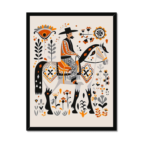 Folk Art Vaquero 1 - Floral Classic Print by doingly