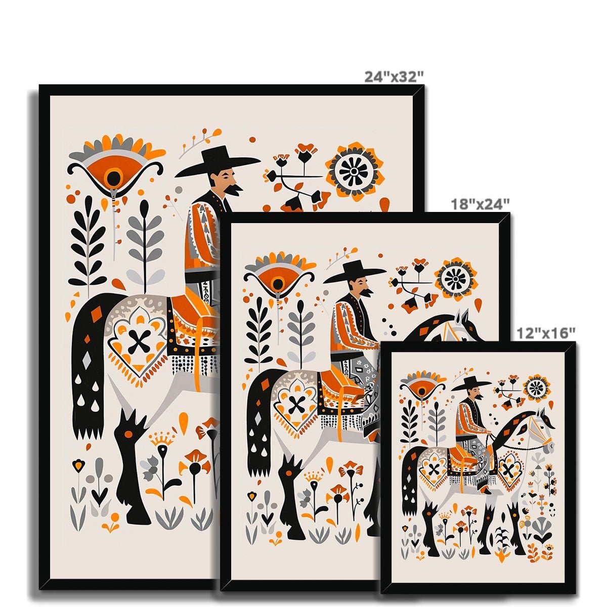 Folk Art Vaquero 5 - Floral Classic Print by doingly