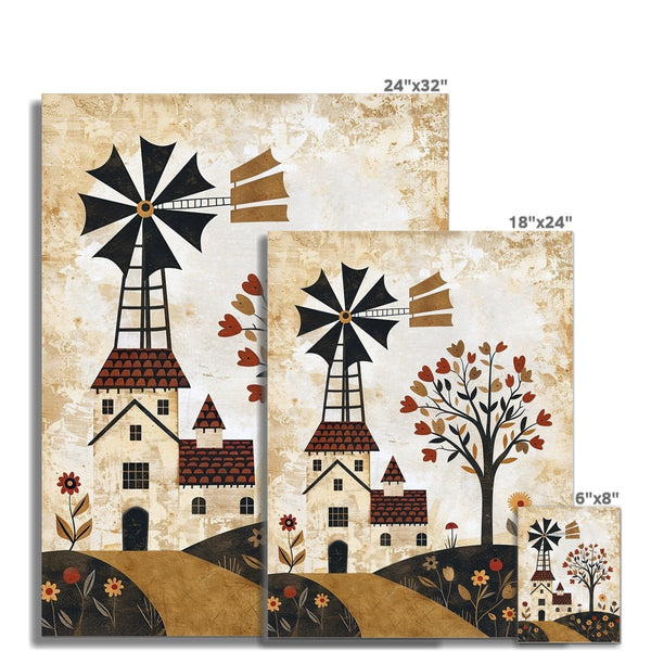 Folk Art Windmill 7 - Floral Framed Print by doingly