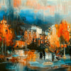 Golden Leaves & Urban Dreams 2 - Abstract Canvas Print by doingly