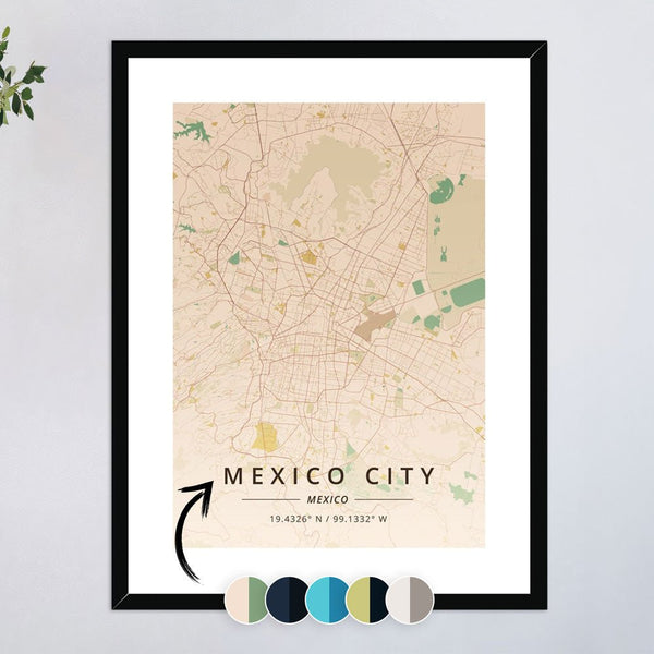 Mexico City Maps 1 - Map Matte Print by doingly