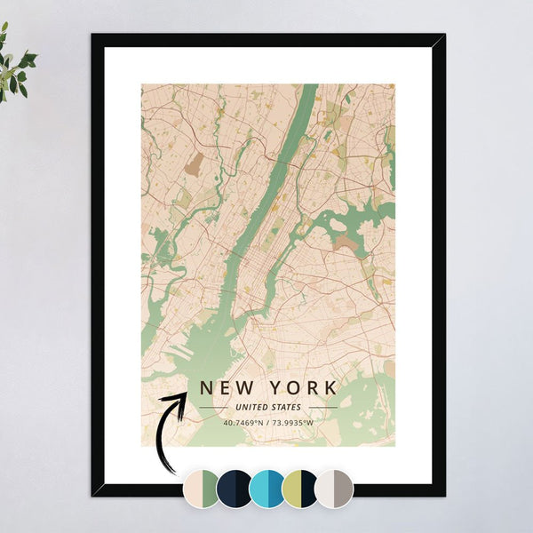 New York Maps 1 - Map Matte Print by doingly