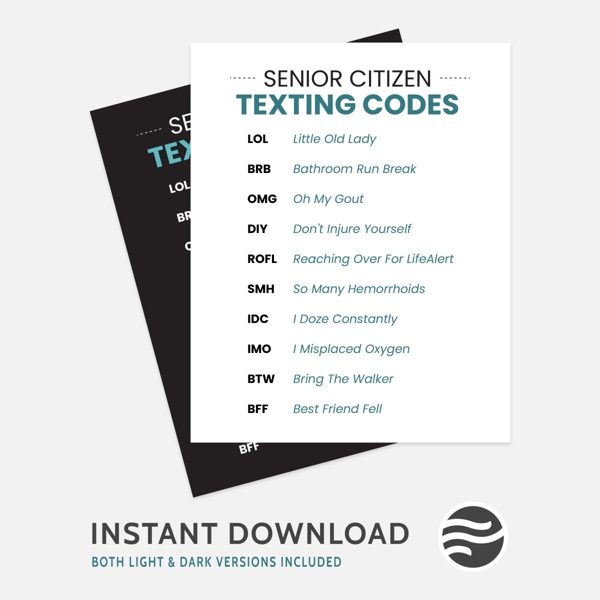 Senior Citizen Texting Codes - Digital Digital Downloads by doingly ...