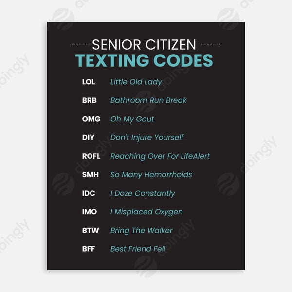 Senior Citizen Texting Codes 4 - Digital Digital Downloads by doingly