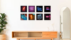 Wall of Neon Tiles Menu