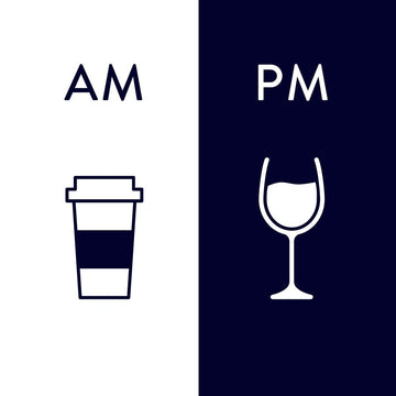 AM coffee PM wine - Typography Canvas Print by doingly